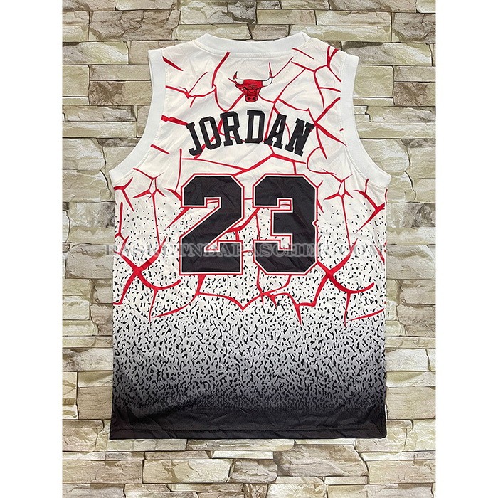 Maillot Chicago Bulls Michael Jordan NO 23 Mitchell & Ness Blanc Rouge